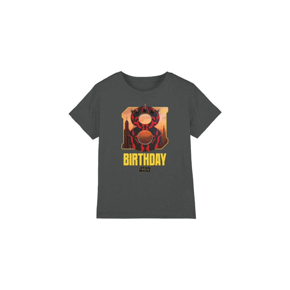 (7-8 Years, Charcoal) Star Wars Childrens/Kids Darth Maul Space 8th Birthday T-Shirt