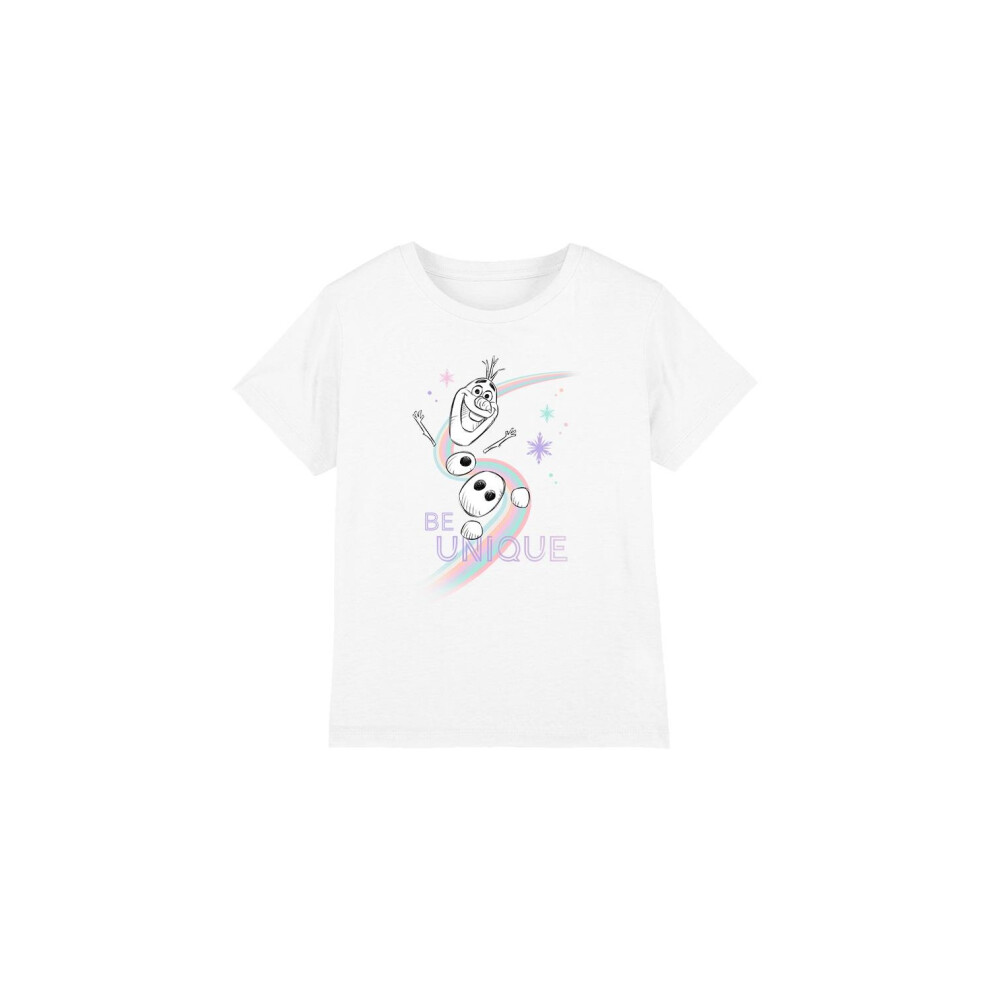 (3-4 Years, White) Frozen Childrens/Kids Be Unique Olaf Rainbow T-Shirt