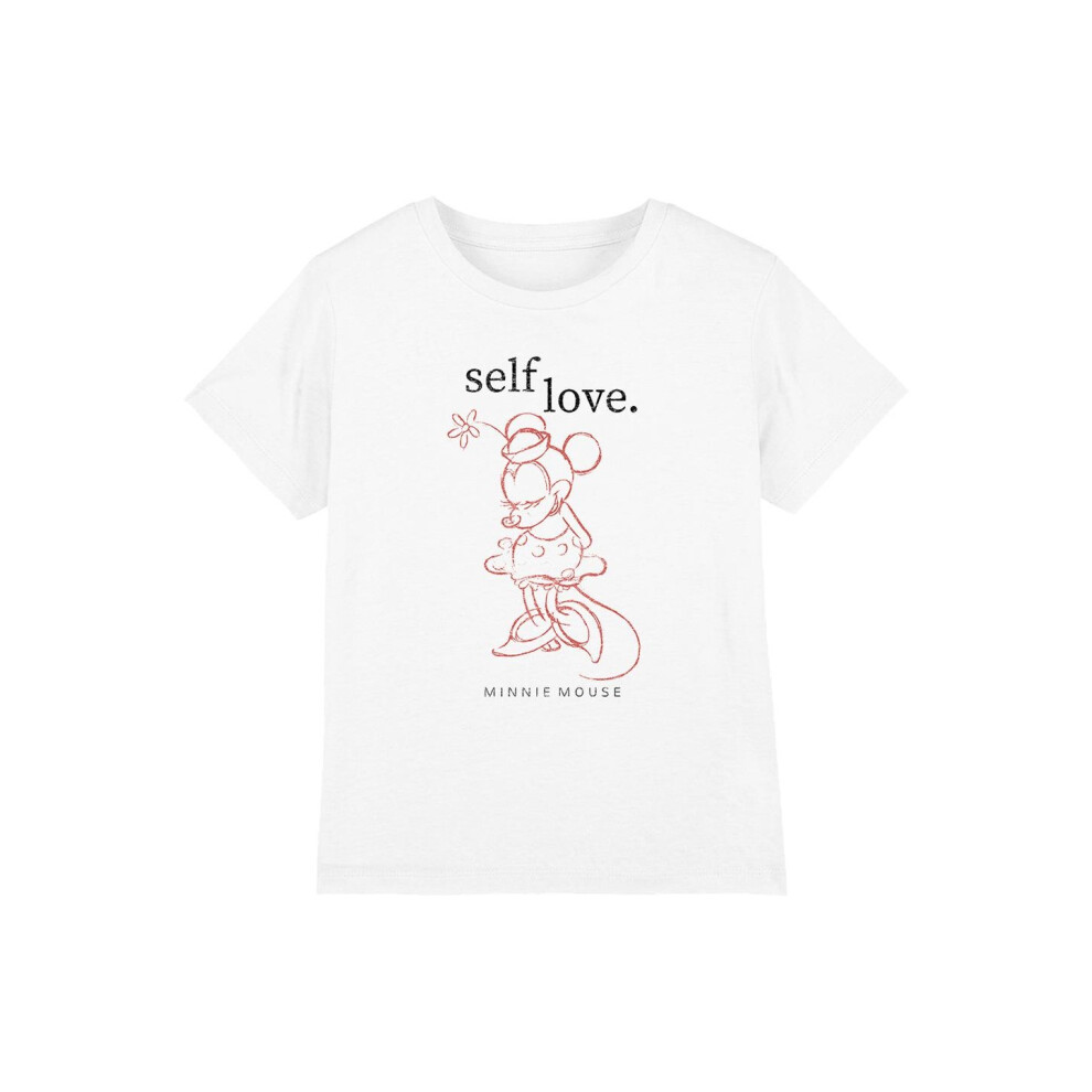 (5-6 Years, White) Disney Childrens/Kids Self Love Minnie Mouse Valentine's Day T-Shirt