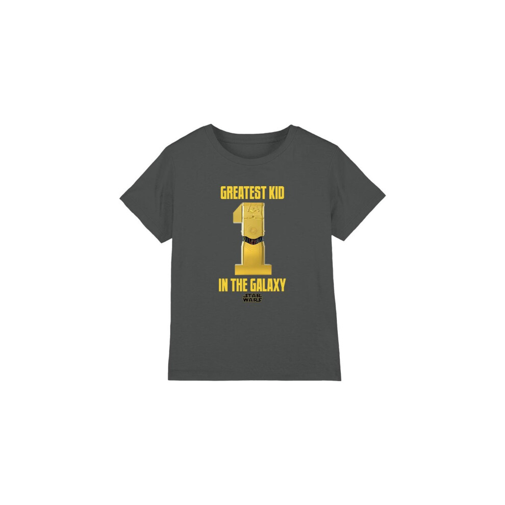 (12-13 Years, Charcoal) Star Wars Childrens/Kids Greatest Kid C3PO T-Shirt