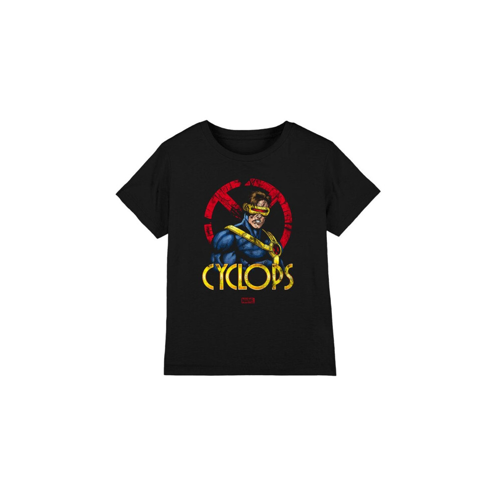 (7-8 Years, Black) Marvel Childrens/Kids X-Men Cyclops Logo T-Shirt