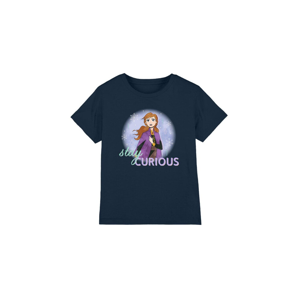 (12-13 Years, Navy) Frozen Childrens/Kids Stay Curious Anna T-Shirt