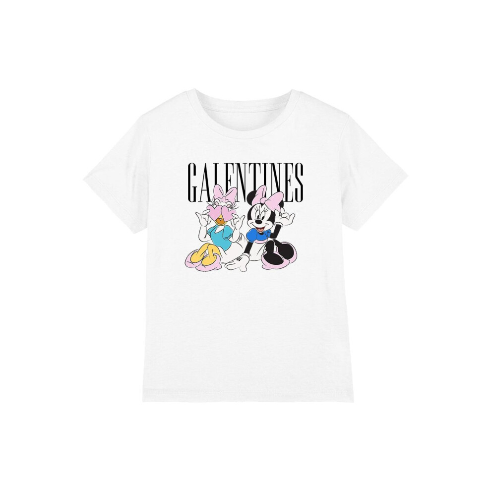 (7-8 Years, White) Disney Childrens/Kids Galentines Minnie Mouse Valentine's Day T-Shirt