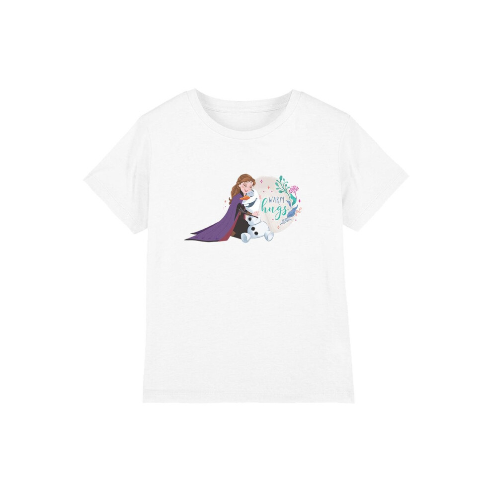 (3-4 Years, White) Frozen Childrens/Kids Like Warm Hugs Anna Olaf T-Shirt