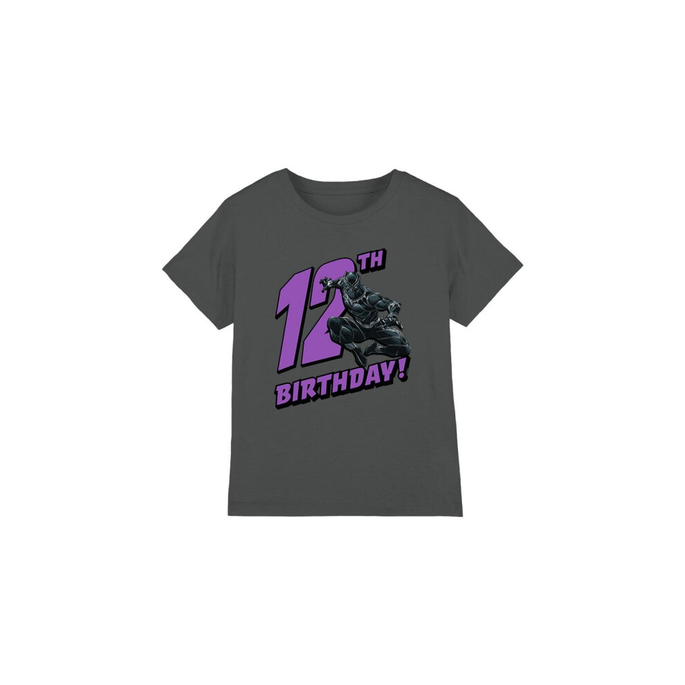 (3-4 Years, Charcoal) Black Panther Childrens/Kids 12th Birthday T-Shirt