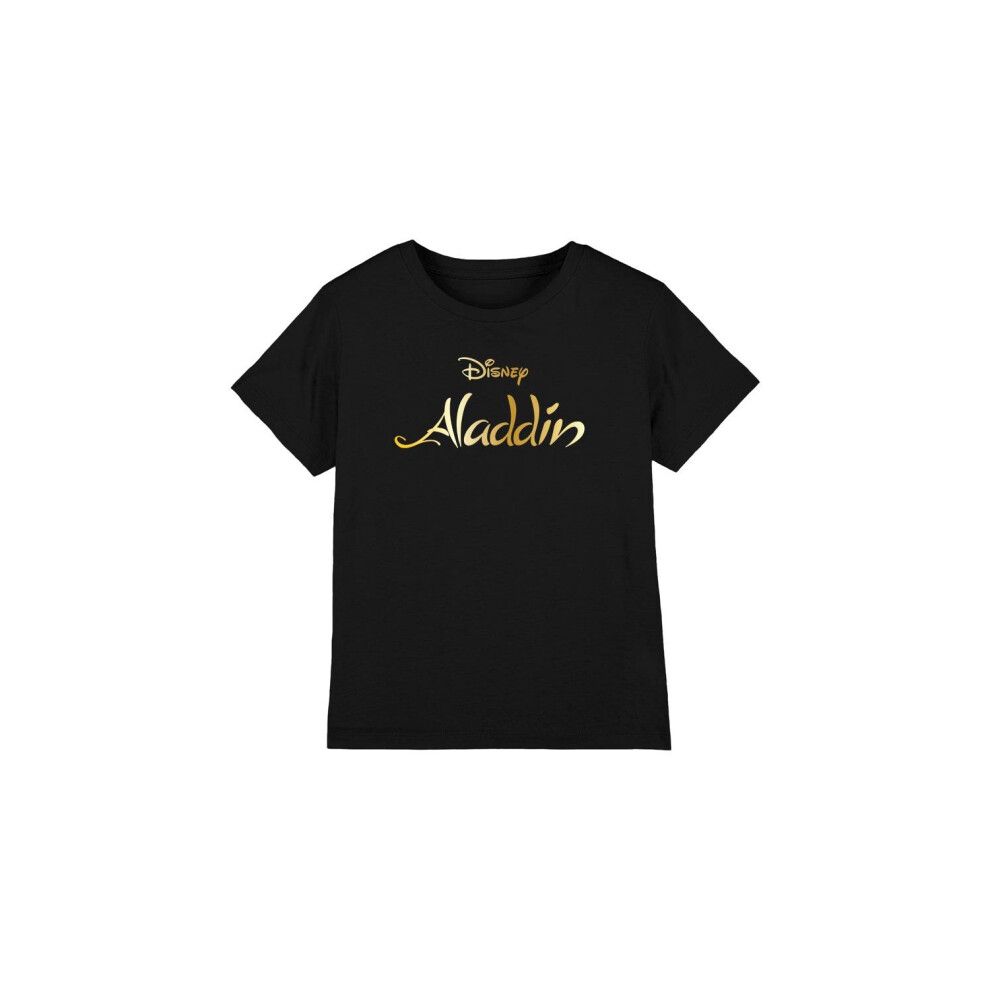 (5-6 Years, Black) Aladdin Childrens/Kids Logo T-Shirt