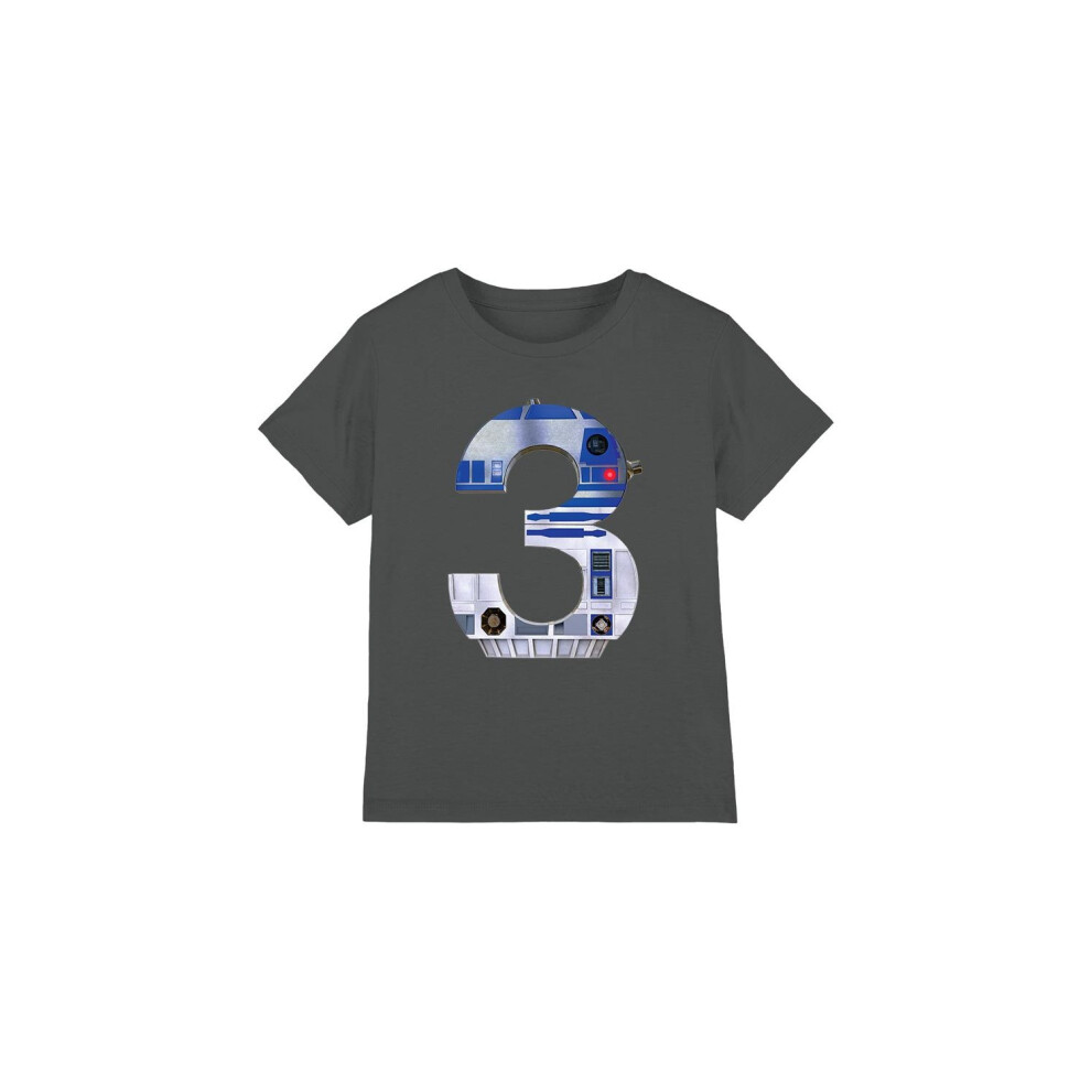 (3-4 Years, Charcoal) Star Wars Childrens/Kids 3 R2-D2 T-Shirt
