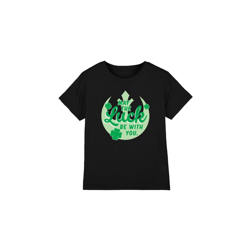 (7-8 Years, Black) Star Wars Childrens/Kids Luck Rebel Sign St Patricks Day T-Shirt