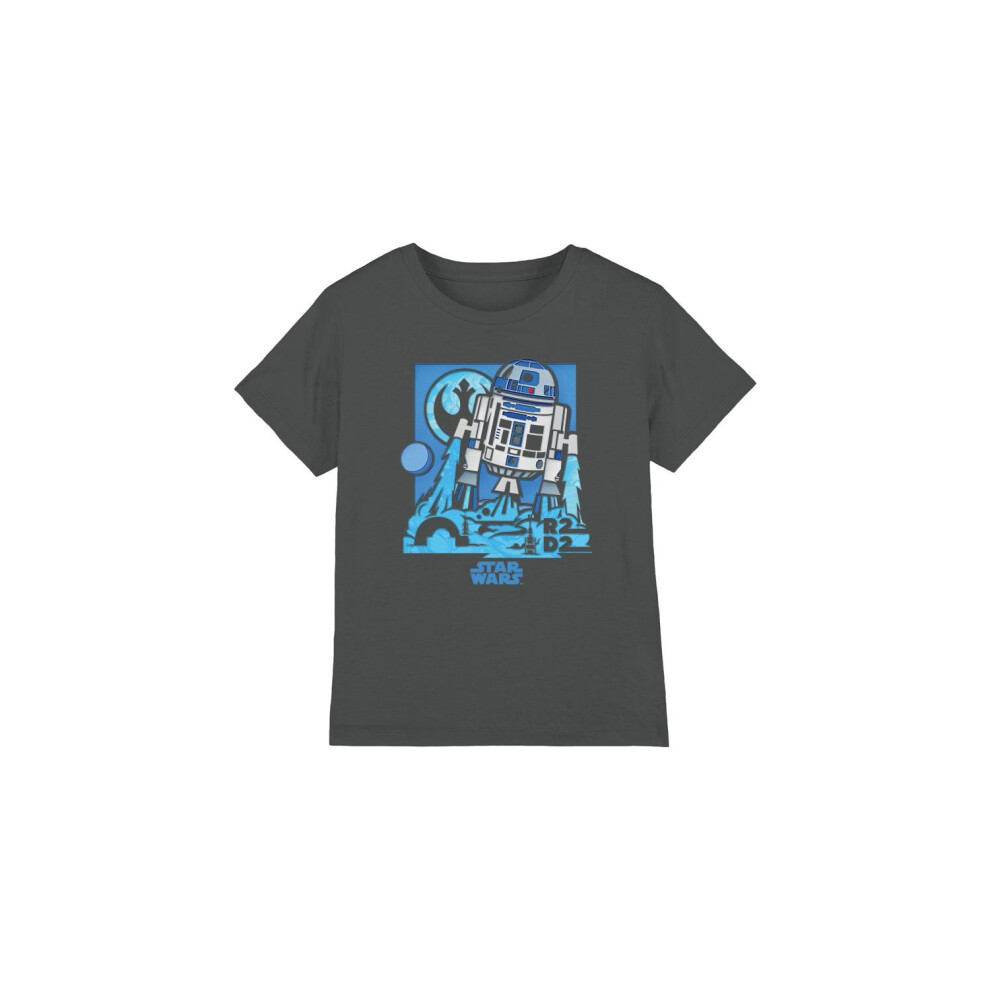 (3-4 Years, Charcoal) Star Wars Childrens/Kids Papercut R2-D2 T-Shirt