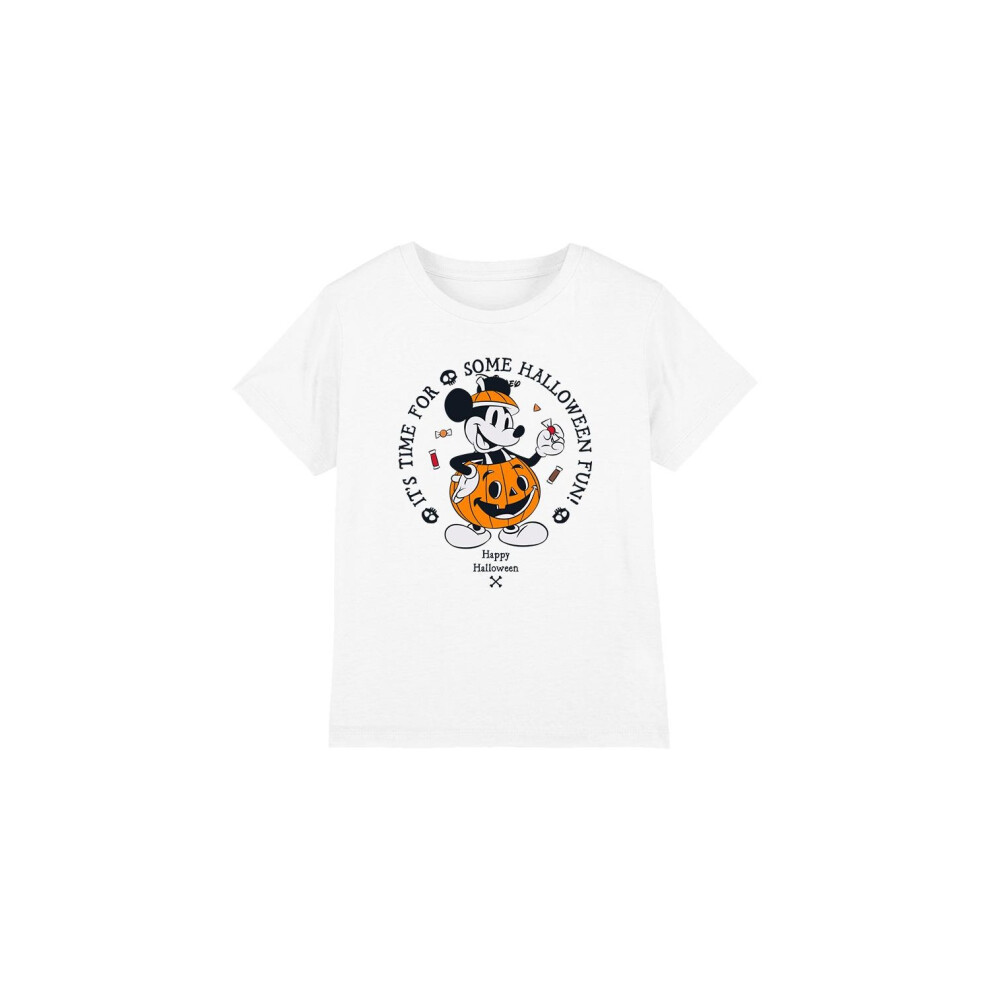 (9-10 Years, White) Disney Childrens/Kids Pumpking Costume Mickey Mouse T-Shirt