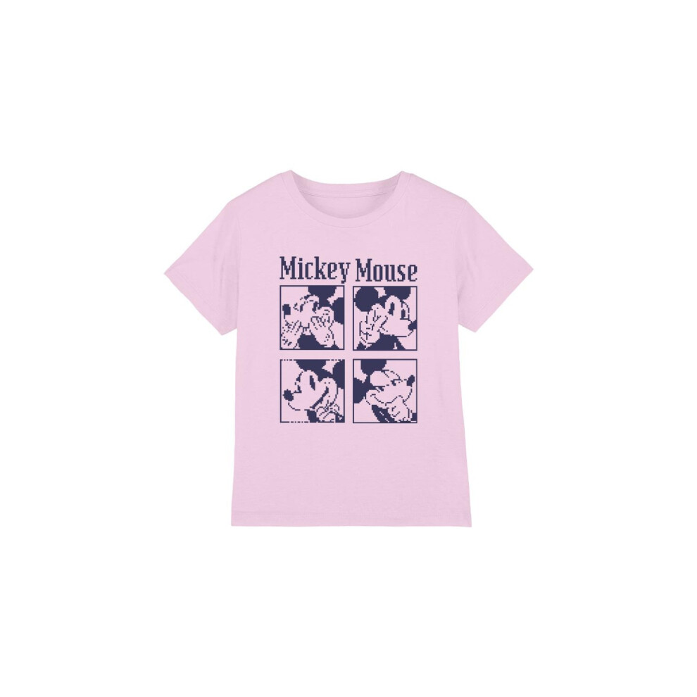 (7-8 Years, Pink) Disney Childrens/Kids Mickey Mouse Pixelated T-Shirt