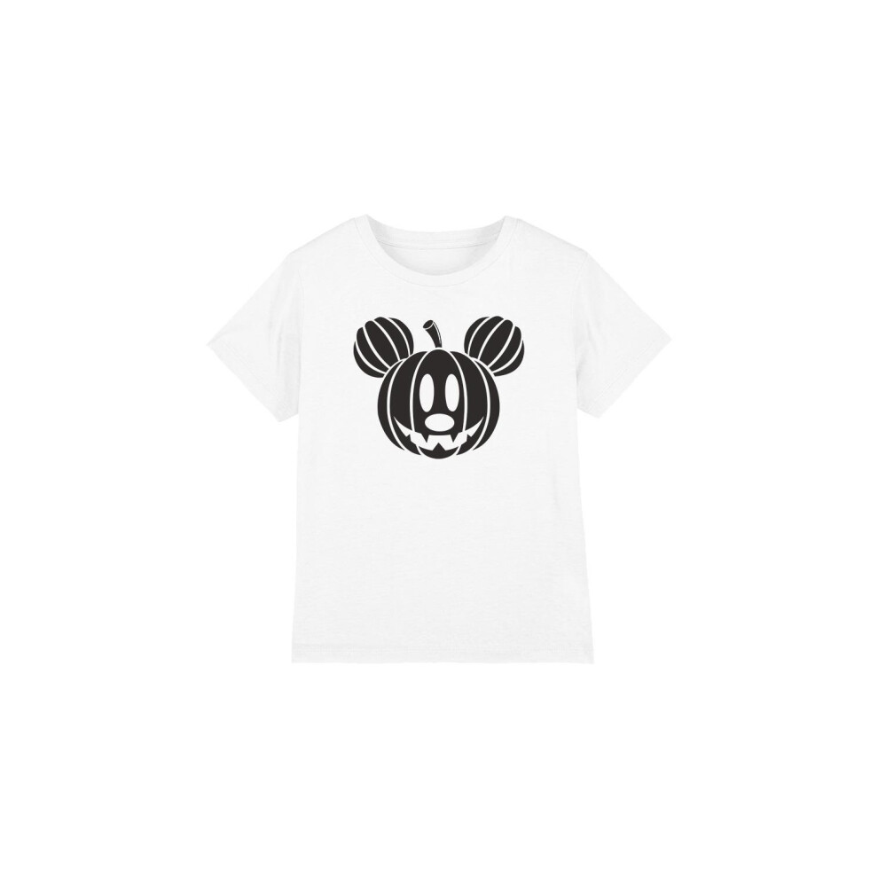 (3-4 Years, White) Disney Childrens/Kids Mickey Mouse Pumpkin Head T-Shirt