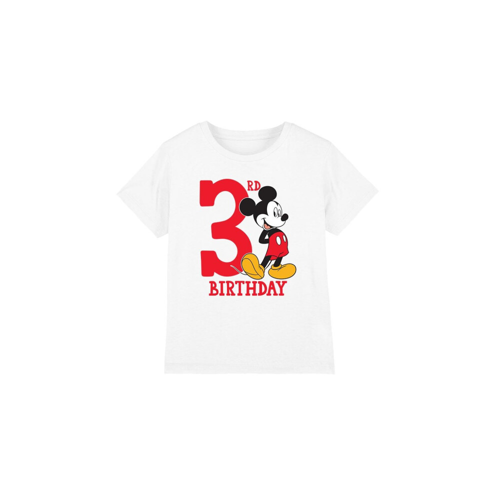 (7-8 Years, White) Disney Childrens/Kids Mickey Mouse 3rd Birthday T-Shirt