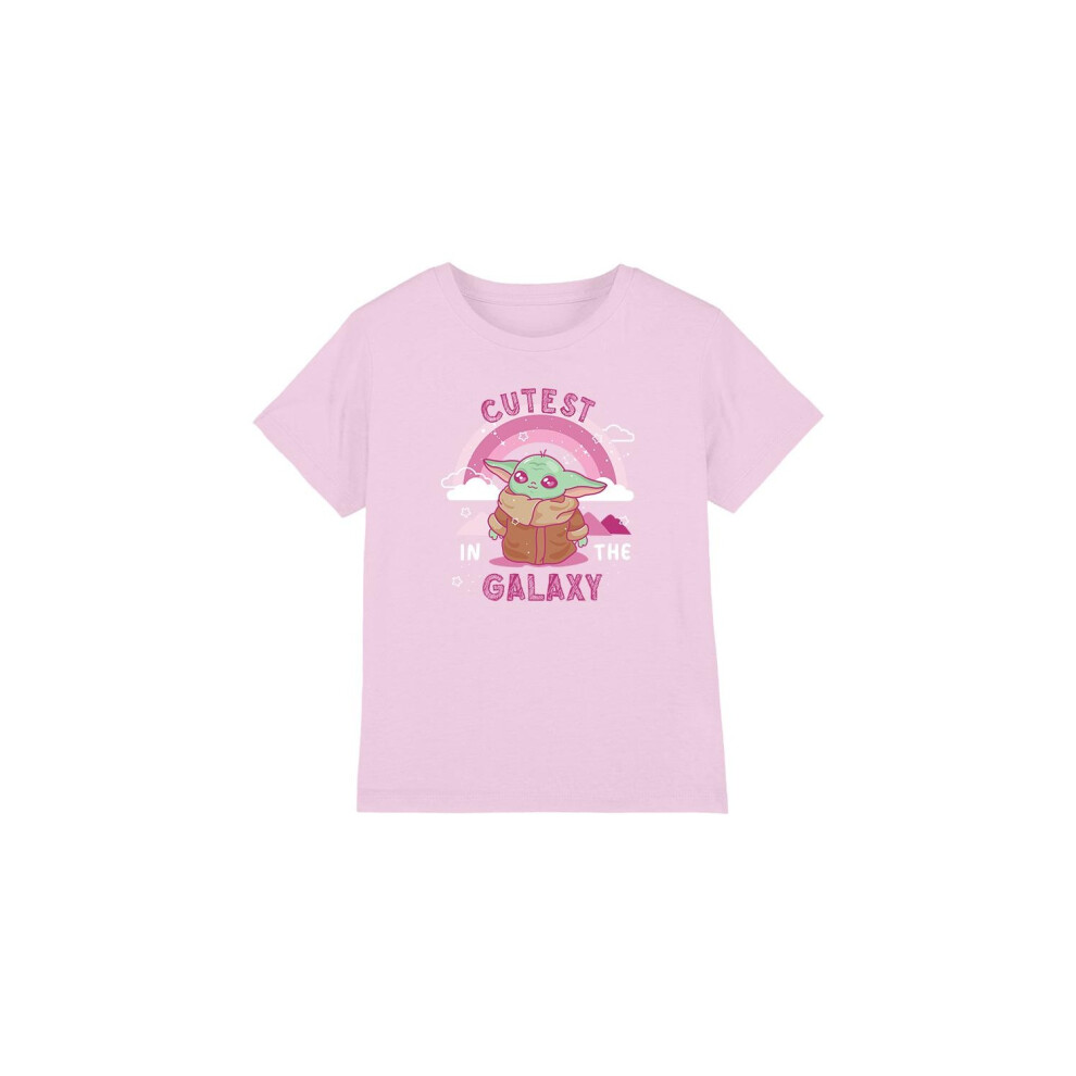 (7-8 Years, Pink) Star Wars: The Mandalorian Childrens/Kids Cutest In The Galaxy Grogu T-Shirt