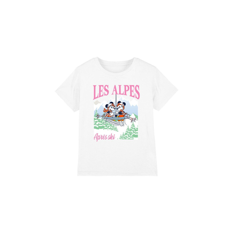 (9-10 Years, White) Disney Childrens/Kids Les Alpes Mickey Mouse T-Shirt