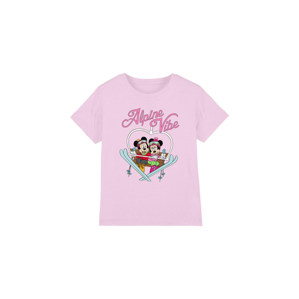 (7-8 Years, Pink) Disney Childrens/Kids Alpine Vibes Mickey Mouse T-Shirt