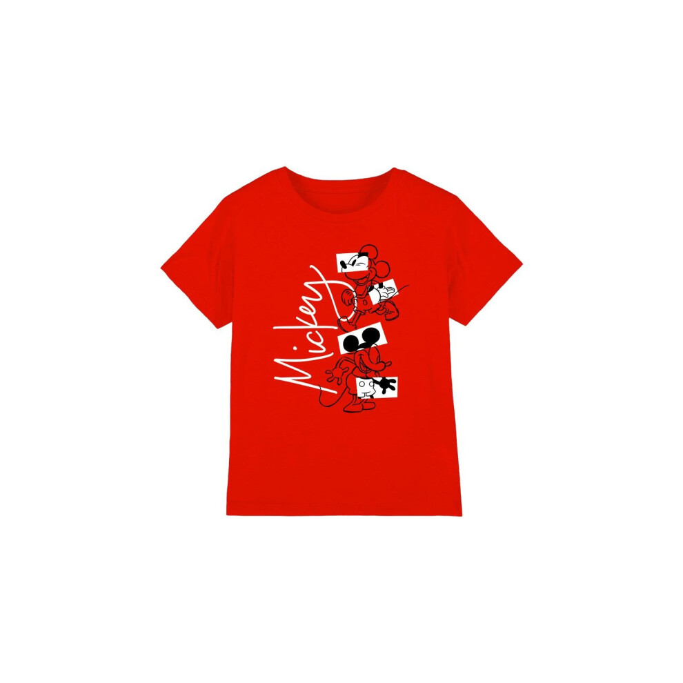 (9-10 Years, Red) Disney Childrens/Kids Mickey Mouse Geometric Shapes T-Shirt