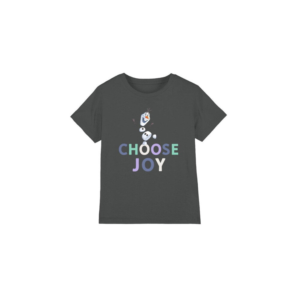 (12-13 Years, Charcoal) Frozen Childrens/Kids Choose Joy Olaf T-Shirt