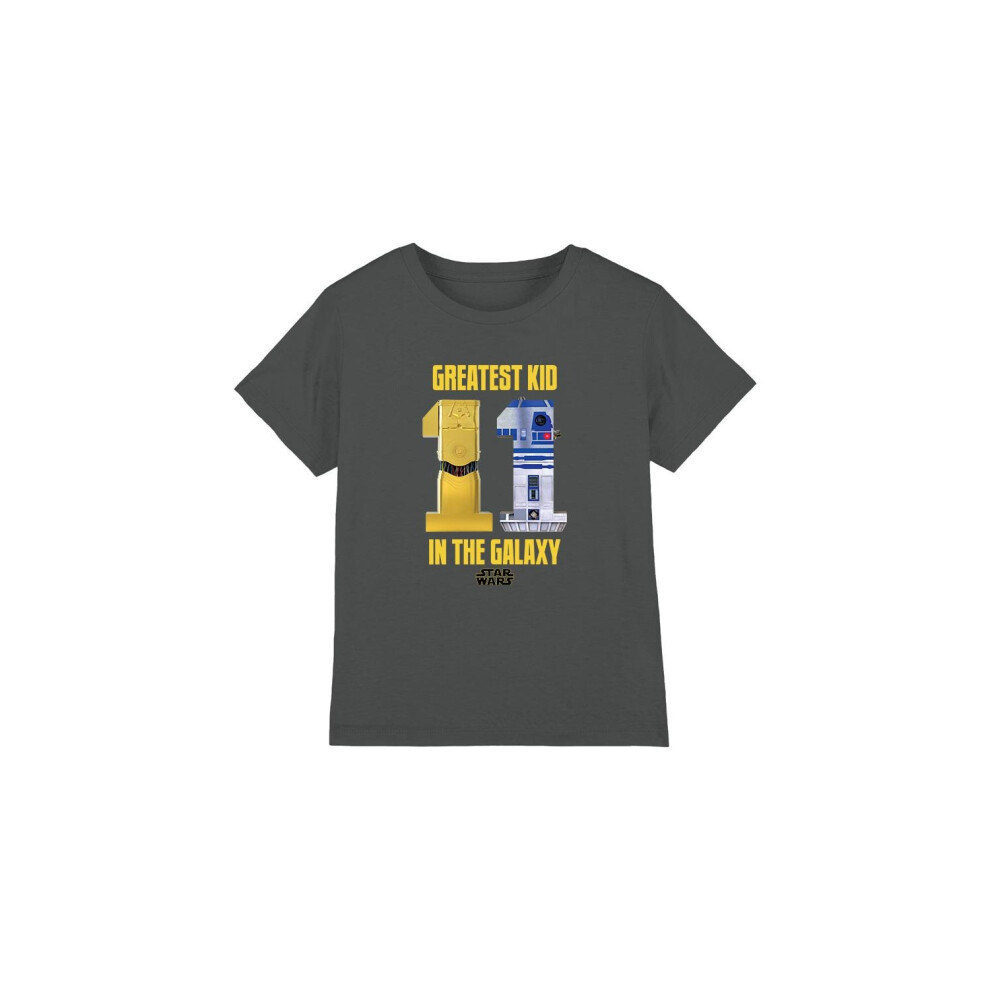 (9-10 Years, Charcoal) Star Wars Childrens/Kids Greatest Kid C3PO R2-D2 T-Shirt