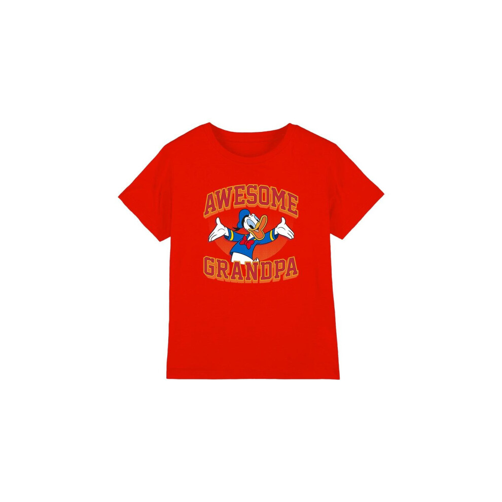 (9-10 Years, Red) Disney Childrens/Kids Awesome Grandpa Donald Duck T-Shirt