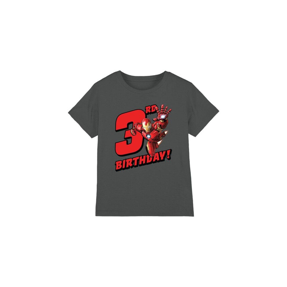 (9-10 Years, Charcoal) Iron Man Childrens/Kids 3rd Birthday T-Shirt