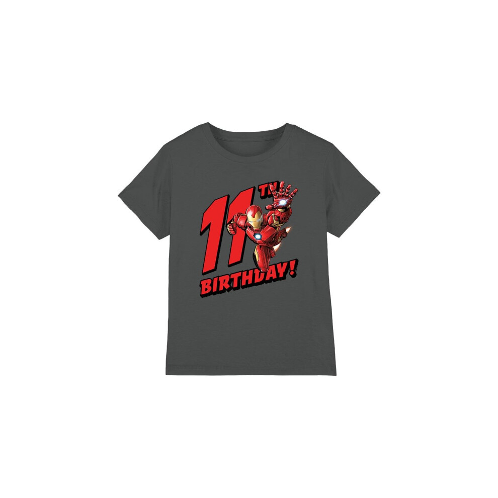 (5-6 Years, Charcoal) Iron Man Childrens/Kids 11th Birthday T-Shirt