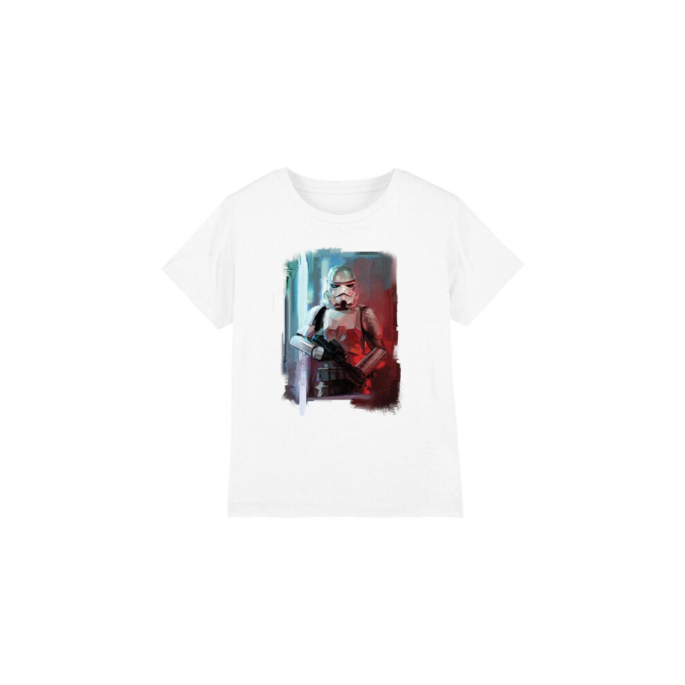 (7-8 Years, White) Star Wars Childrens/Kids Obi Wan Kenobi Painted T-Shirt