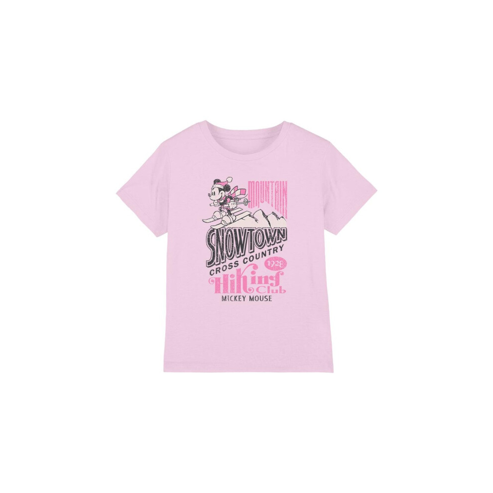 (3-4 Years, Pink) Disney Childrens/Kids Snowtown Ski Mickey Mouse T-Shirt