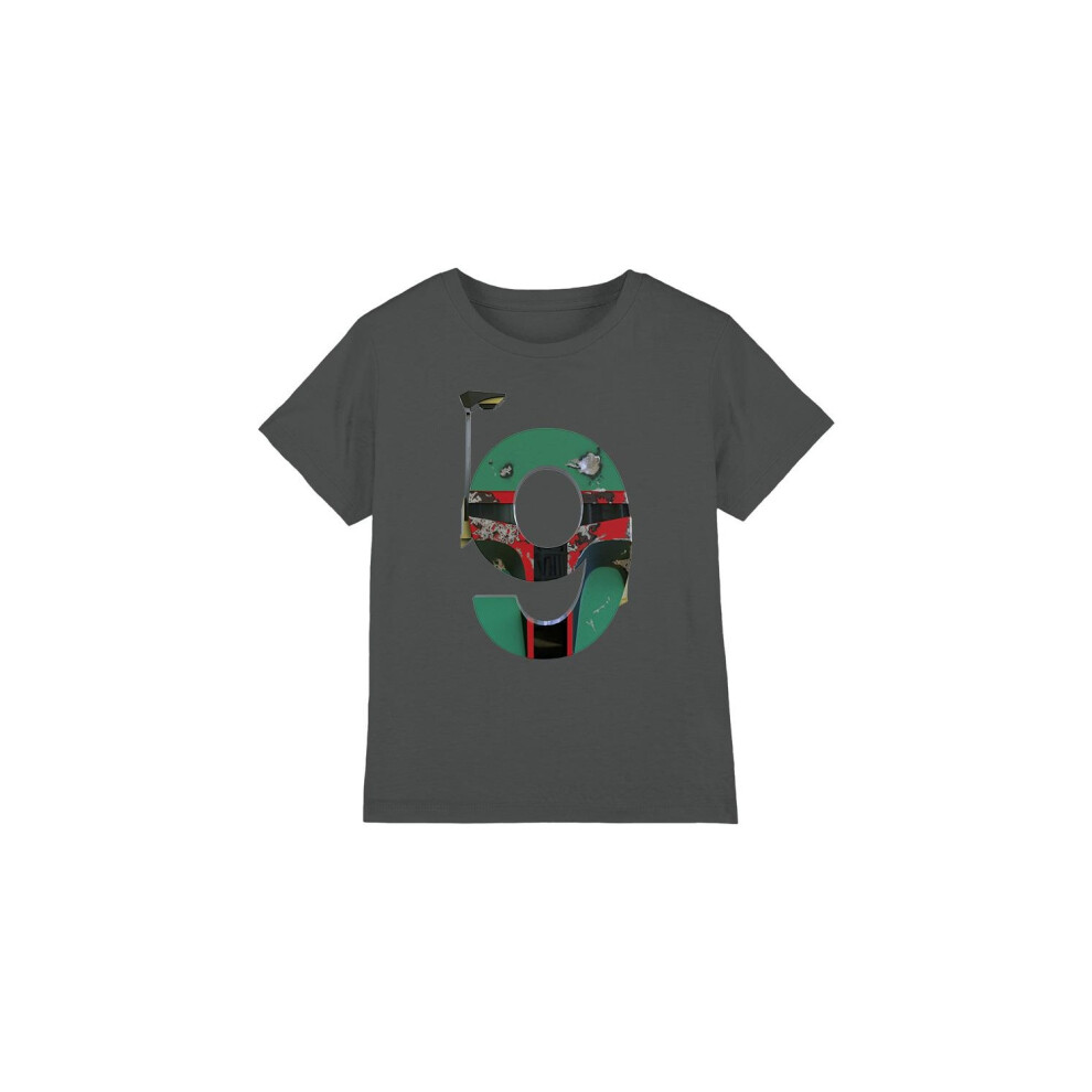 (7-8 Years, Charcoal) Star Wars Childrens/Kids 9 Boba Fett T-Shirt