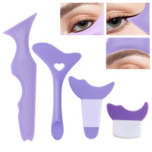 4 stuks alles-in-?n eyeliner stencils vleugeltips + oogschaduw en eyeliner stencils pad + siliconen oogschaduw baffle gedefinieerde eyeliner wimpergi