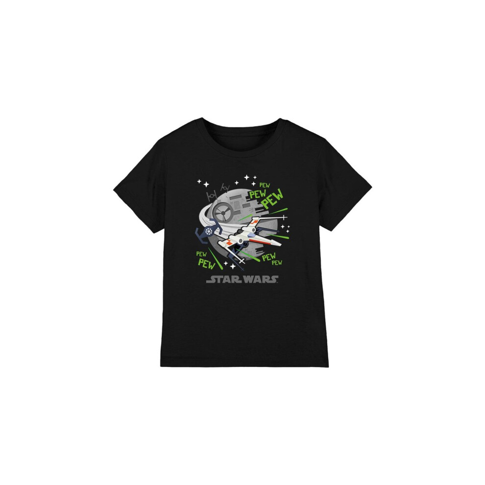 (3-4 Years, Black) Star Wars Childrens/Kids Pew Pew X-Wing T-Shirt