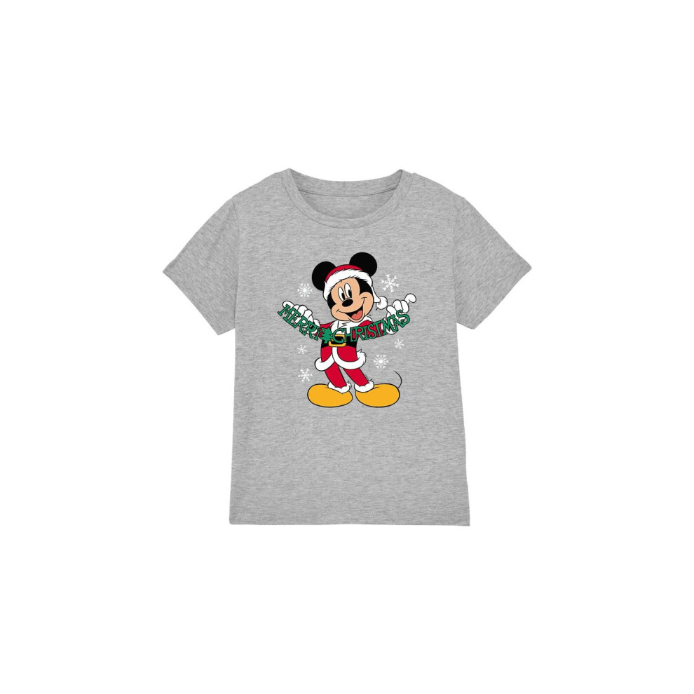 (9-10 Years, Sport Heather) Disney Childrens/Kids Merry Christmas Mickey Mouse T-Shirt