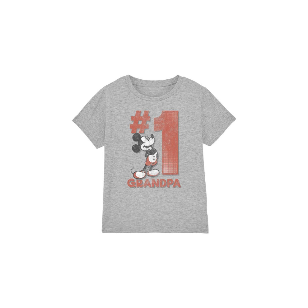 (5-6 Years, Sport Heather) Disney Childrens/Kids Number 1 Grandpa Mickey Mouse T-Shirt