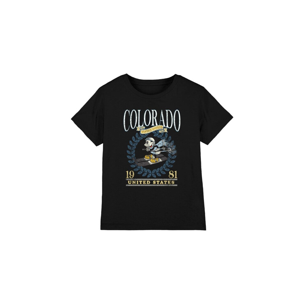 (7-8 Years, Black) Disney Childrens/Kids Colorado Ski Mickey Mouse T-Shirt