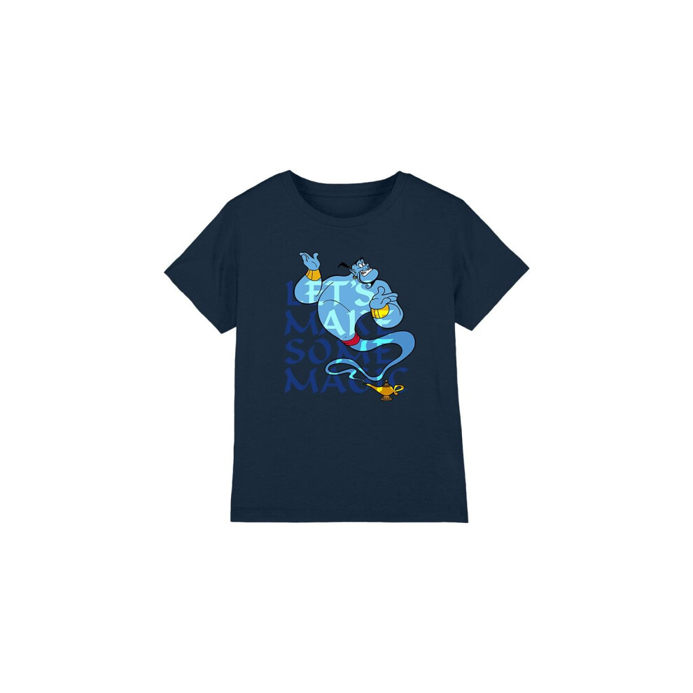 (3-4 Years, Navy) Aladdin Childrens/Kids Let's Make Some Magic Genie T-Shirt