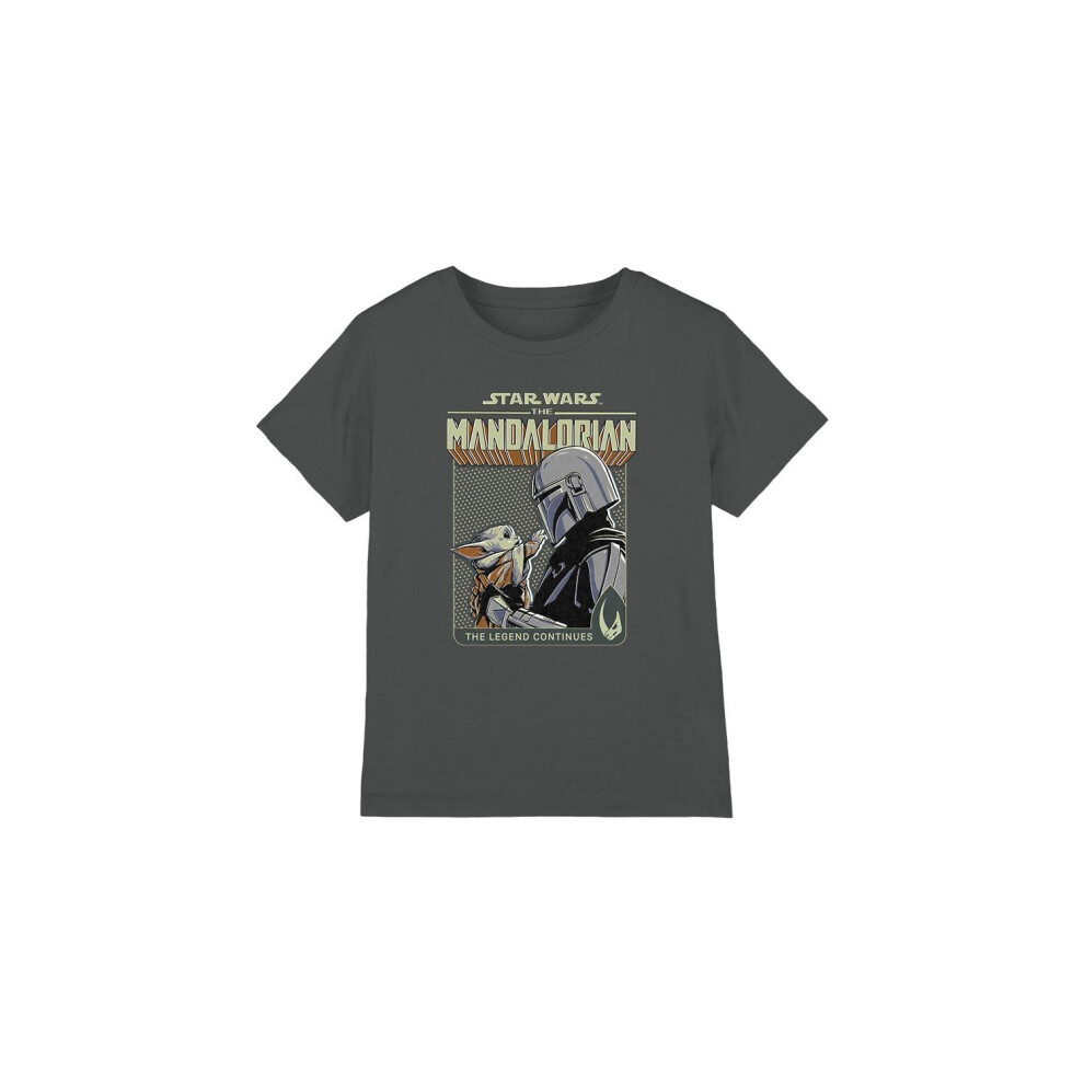 (9-10 Years, Charcoal) Star Wars: The Mandalorian Childrens/Kids Legend Continues Grogu T-Shirt