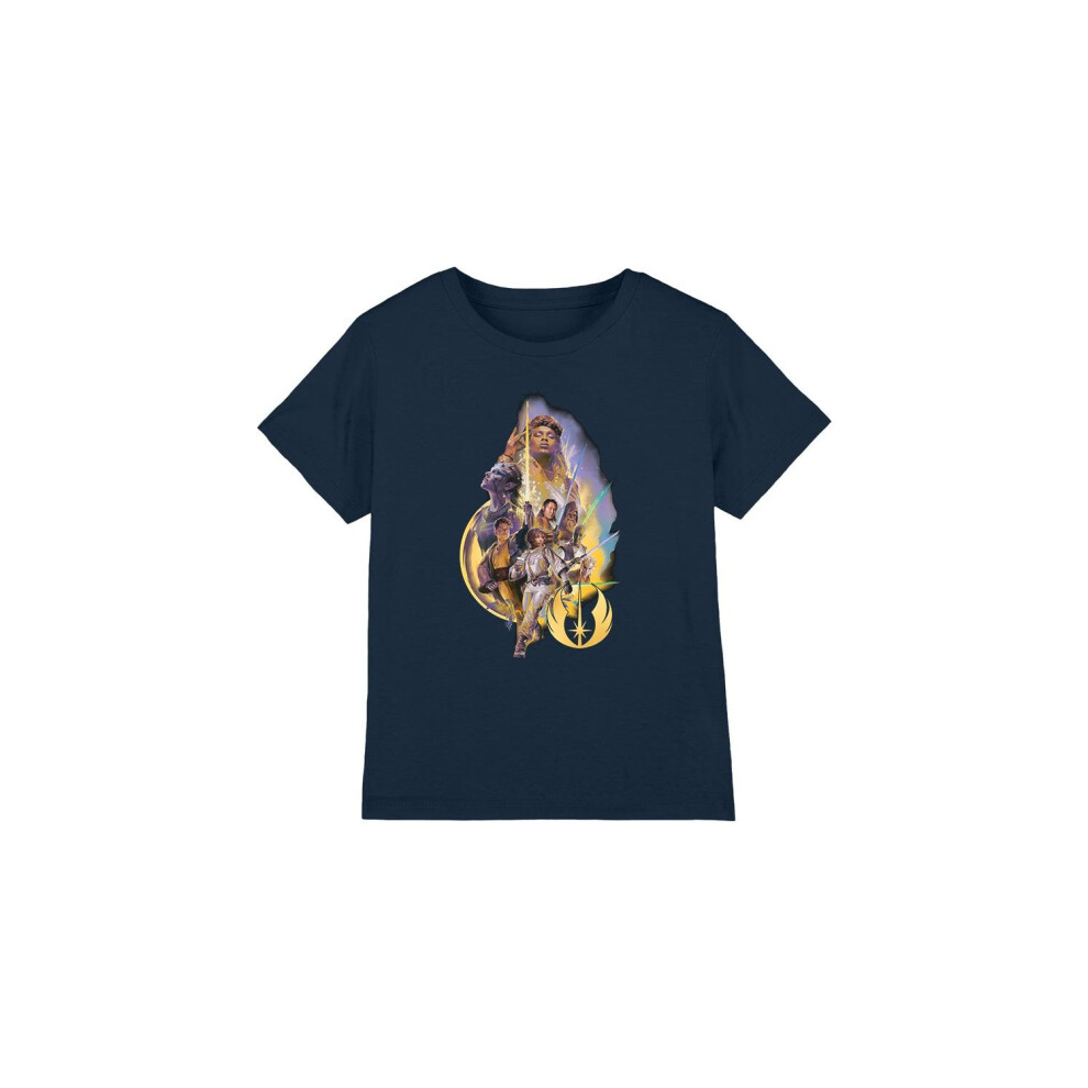 (9-10 Years, Navy) Star Wars: The Acolyte Childrens/Kids High Republic Group Poster T-Shirt