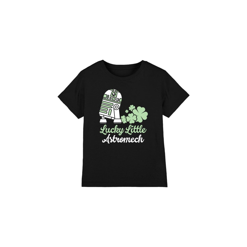 (9-10 Years, Black) Star Wars Childrens/Kids Lucky Astromech St Patricks Day T-Shirt