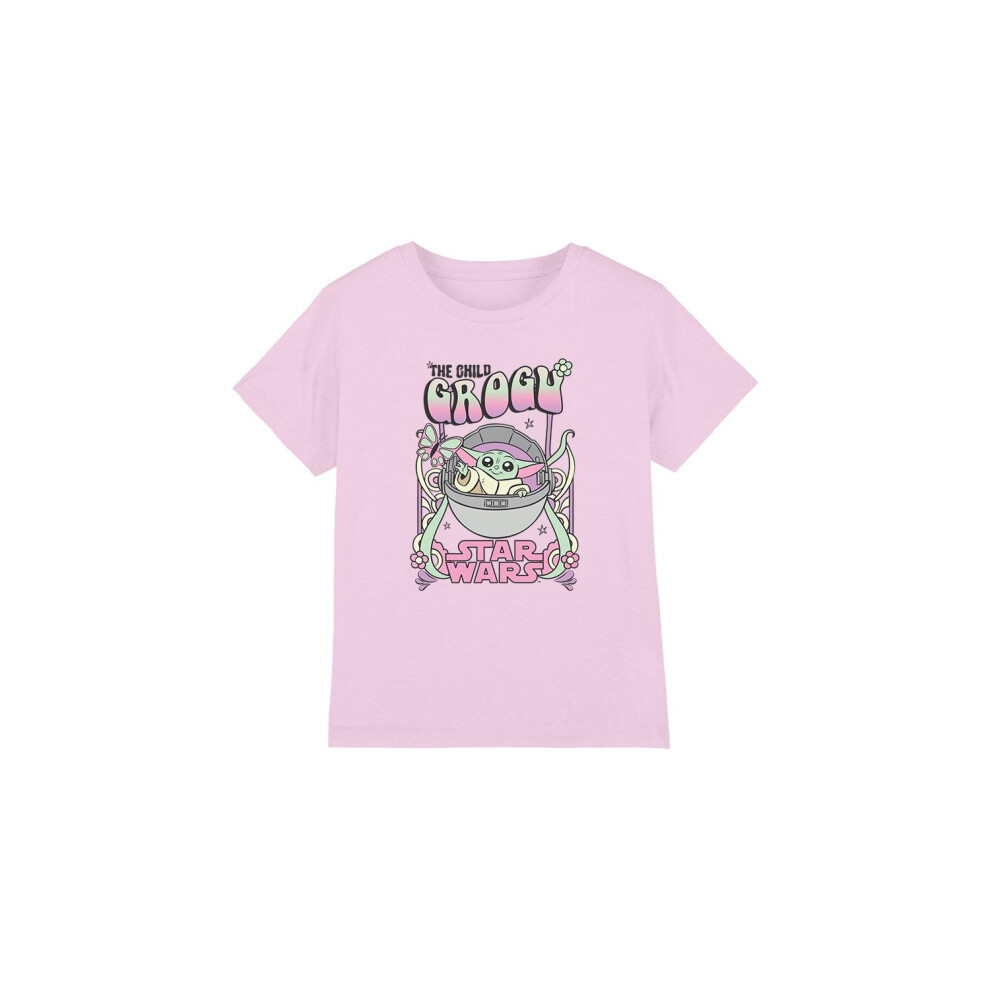 (9-10 Years, Pink) Star Wars: The Mandalorian Childrens/Kids Grogu Hippie T-Shirt