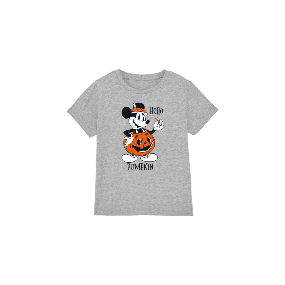 (5-6 Years, Sport Heather) Disney Childrens/Kids Hello Pumpkin Mickey Mouse T-Shirt