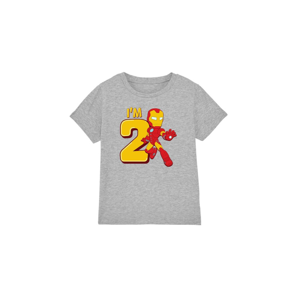 (3-4 Years, Sport Heather) Iron Man Childrens/Kids Cute 2nd Birthday T-Shirt