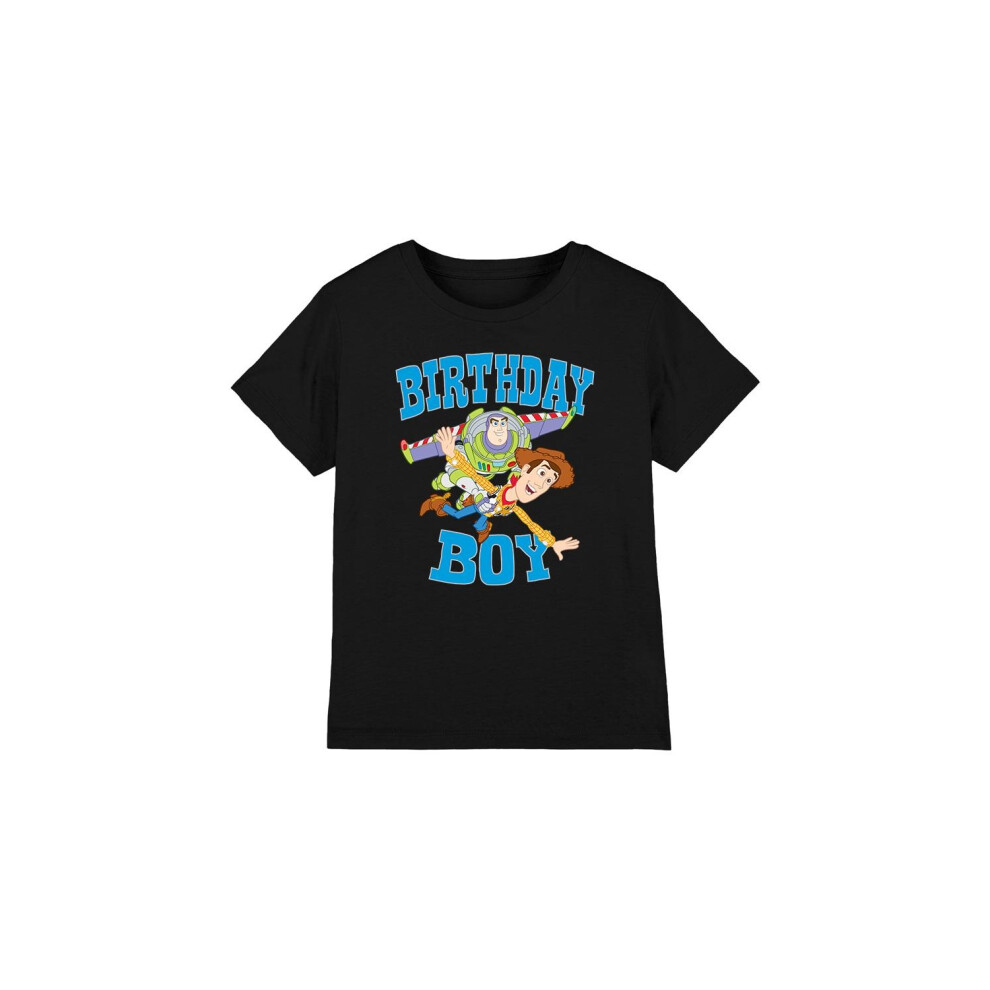 (3-4 Years, Black) Toy Story Childrens/Kids Birthday Boy Woody & Buzz Lightyear T-Shirt