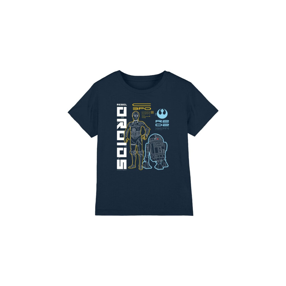 (3-4 Years, Navy) Star Wars Childrens/Kids Rebel Droids T-Shirt