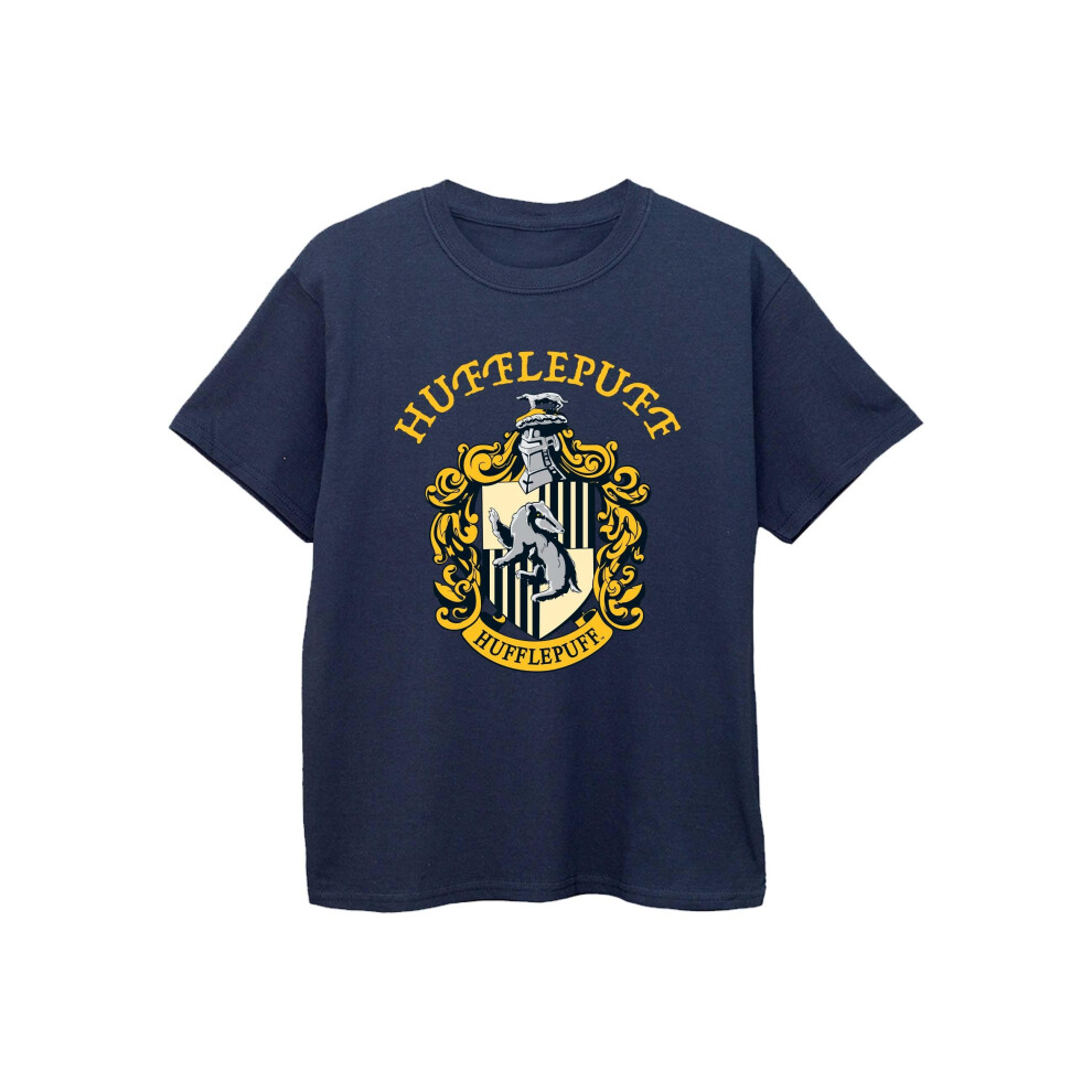 (5-6 Years, Navy Blue) Harry Potter Boys Hufflepuff Cotton T-Shirt