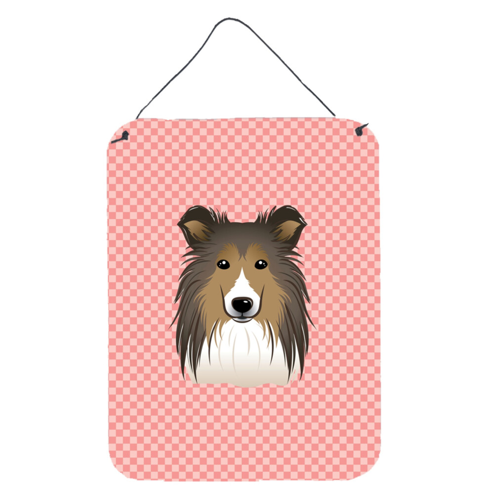 Caroline's Treasures Checkerboard Pink Sheltie Wall Or Waze-image