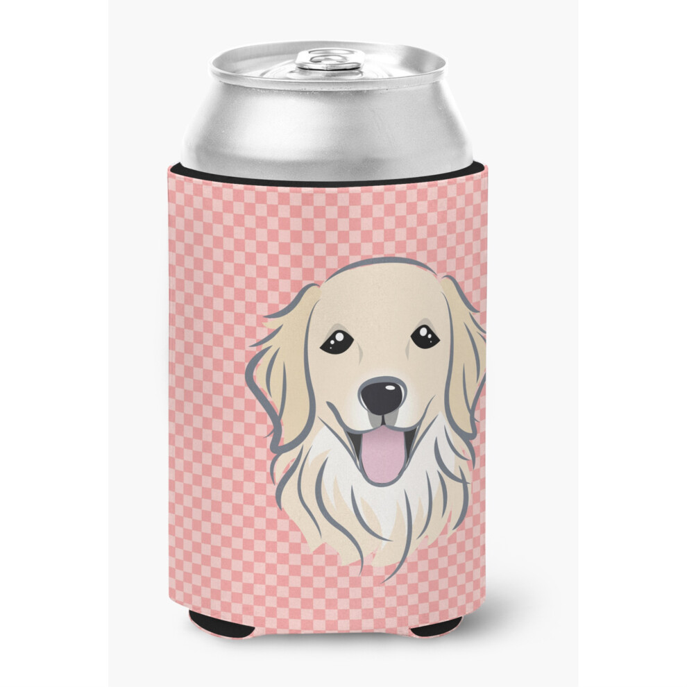 Porte-Bouteille Ou Canette Golden Retriever Rose à Damier BB1205CC-image