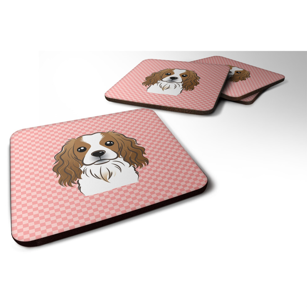 """"Caroline's Treasures BB1224FC Sous-Verre En Mousse Damier Cavalier Spaniel Rose (Lot De 4) 3,5"""""" H X 3,5"""""" L Multicolore""""-image