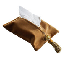 (Caramel colour, One size) Soft Velvet Tissue Box Nordic Style Fabric Bag Cover Rectangle Pumping Napkin Storage Car Office Home Decoration