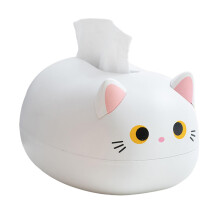 (White, One size) Kitchen Cute Cat Tissue Storage Box Heavy Duty Tissue Dispenser Box For Office Restaurant Dorms