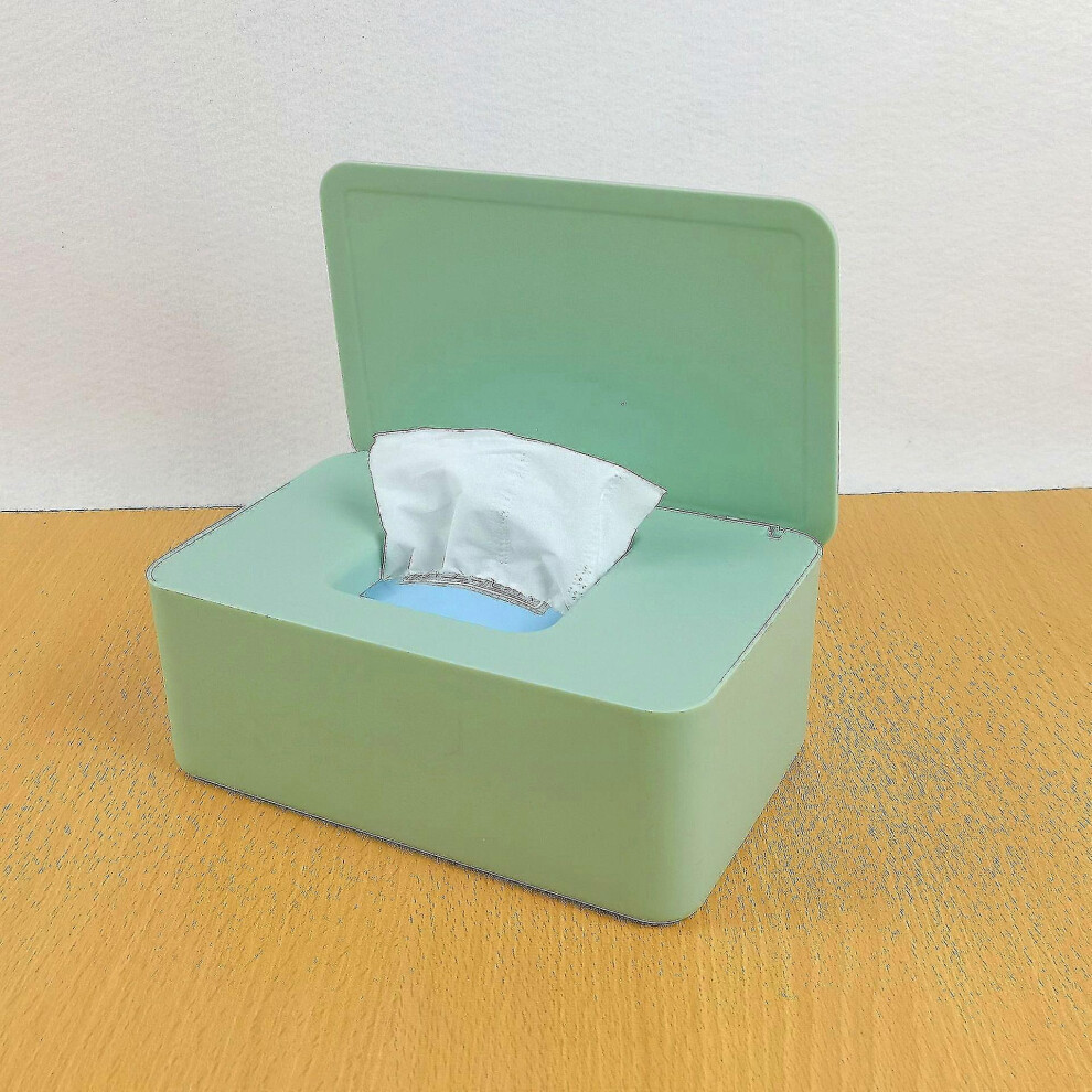 (, One Size) Wet Wipes Storage Box Wipes Dispenser Holder Tissue Storage Box Case With Lid Dustproof Green Konhill